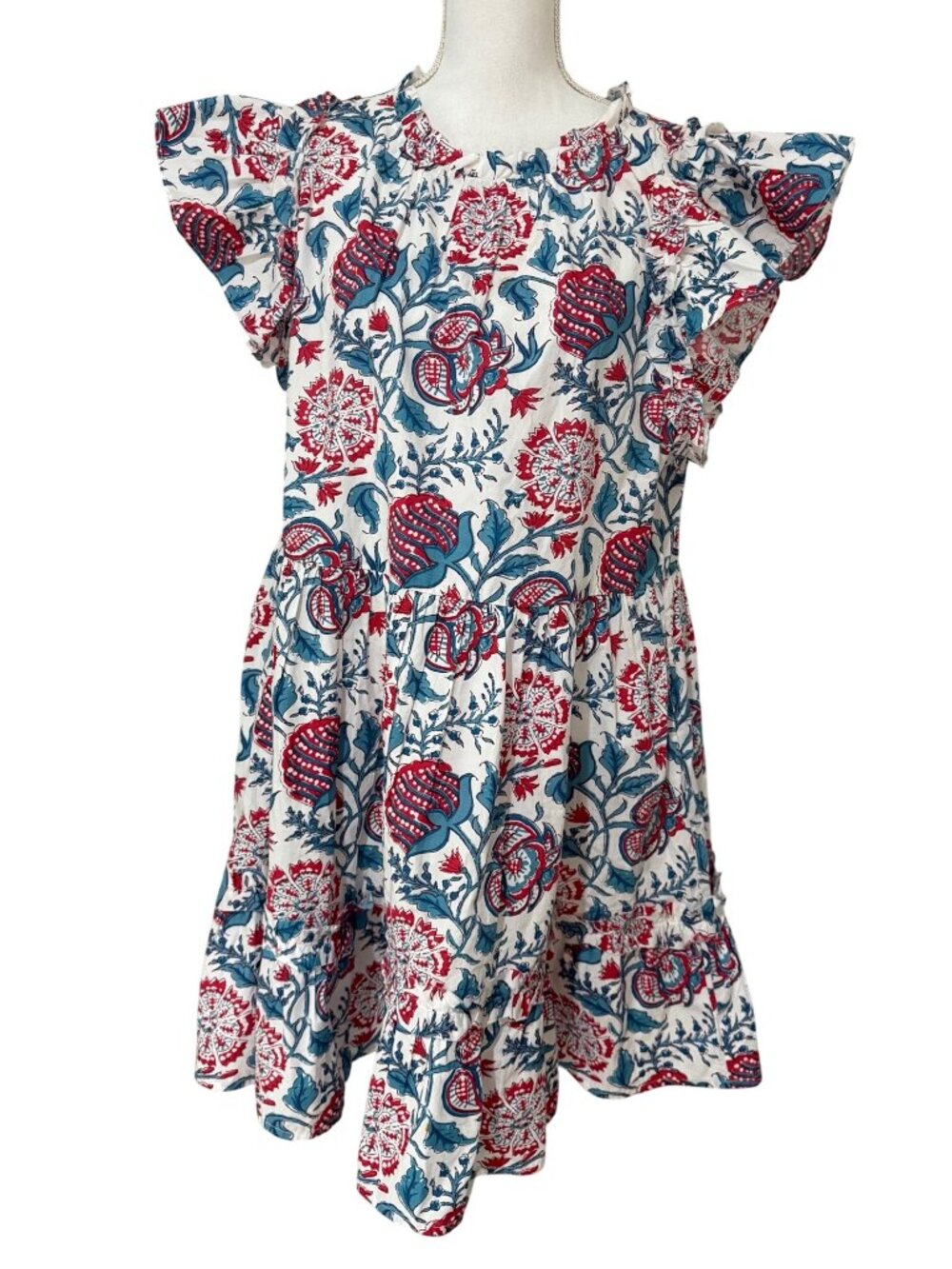 Caroline Constas Dress Size Large Cotton Floral Aline Short Sleeve Summer Casual